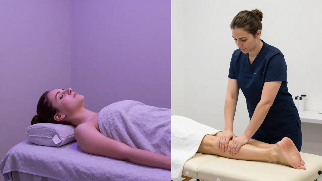 Kontrast mezi relaxační lázeňskou masáží a klinickou rehabilitací