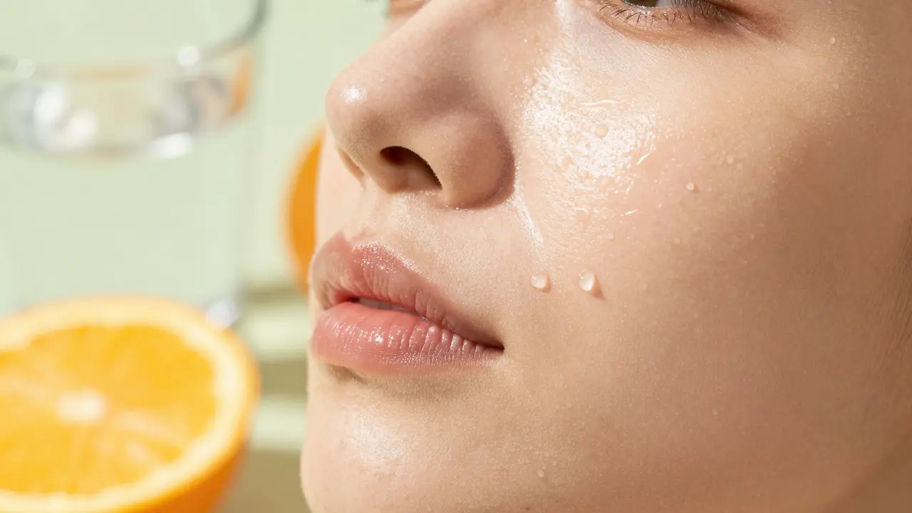 Zblízka zářivá a hydratovaná pleť s přírodními prvky